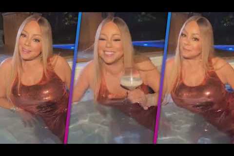 Mariah Carey Lounges IN THE POOL Wearing a Sequin Gown