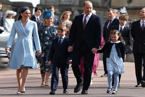 Prince William and Kate Middleton arrive at Windsor Castle for Easter Sunday service as Queen..