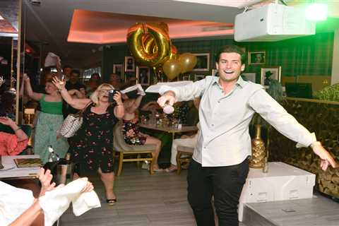James Argent looks slimmer than ever as he sings at hen party in Spain