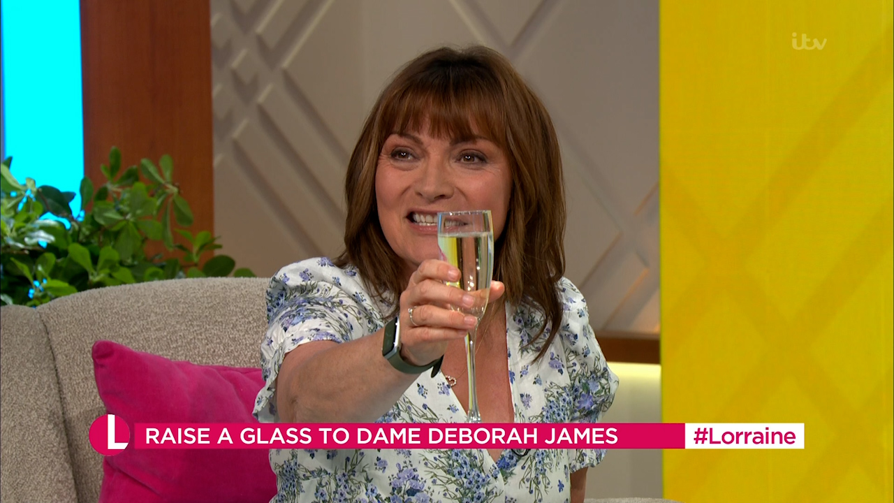 Lorraine Kelly fights back tears as she drinks prosecco in tribute to Deborah James, saying ‘I’ve not processed it yet’
