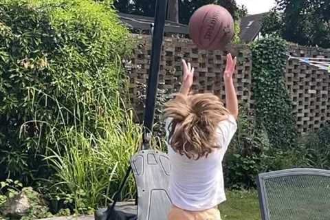 Peter Andre shares rare clip of son Theo playing basketball in stunning family garden