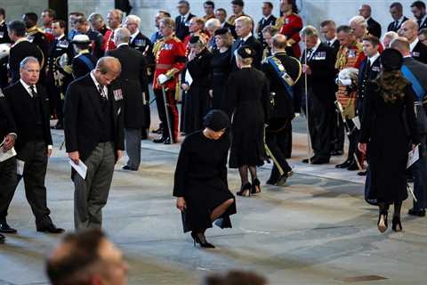Meghan Markle’s deep curtsy to Queen’s coffin is sweet echo of her first meeting with Her Majesty