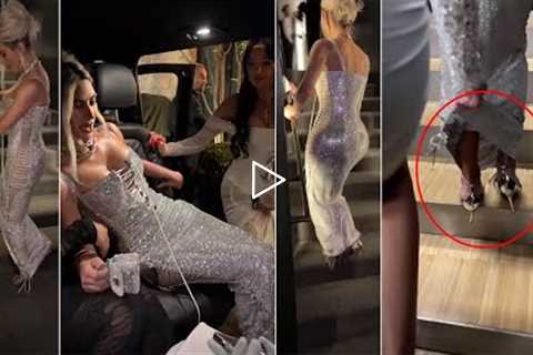 She can't even walk properly Kim Kardashian Funny Moments at D&G After party (VIDEO)