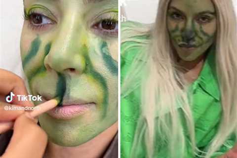 North West Gives Mom Kim Kardashian a Grinch Themed Makeover in Impressive TikTok Video