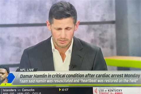 Dan Orlovsky prays for Damar Hamlin on live ESPN broadcast