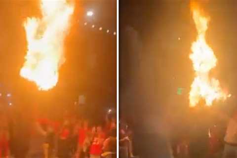 UGA Fans Flood Athens Streets To Celebrate National Title, Play With Fire In Road