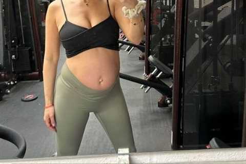 Pregnant Ferne McCann shows off baby bump during intense workout with fiancé Lorri Haines