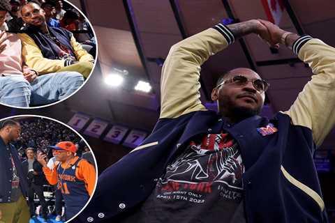 Carmelo Anthony gets loud Garden ovation at Knicks-Heat Game 2 with son Kiyan