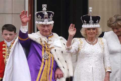 King Charles & Queen Camilla wave to sea of fans from Palace balcony as royal kids enjoy Red Arrows ..