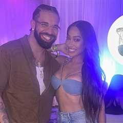 Lala Anthony Posed with Rapper Drake in a $357 Denim Chain ‘GCDS’ Bralette at his Madison Square..