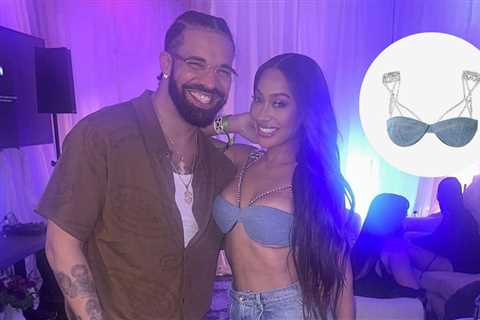 Lala Anthony Posed with Rapper Drake in a $357 Denim Chain ‘GCDS’ Bralette at his Madison Square..