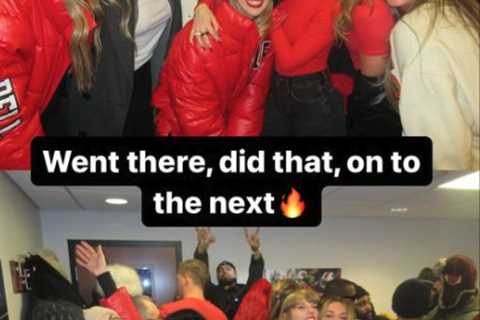 Taylor Swift celebrates Chiefs’ playoff win with Brittany Mahomes, Kylie Kelce in new photos