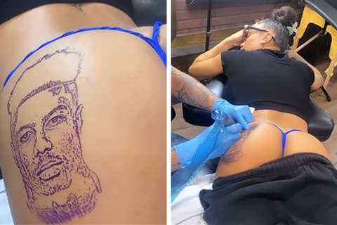 Blueface's GF Bonnie Gets Butt Tattoo To Counter Chrisean's Face Portrait