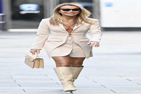 Amanda Holden Takes Fashion Risks in Plunging Suit Jacket and Mini Skirt