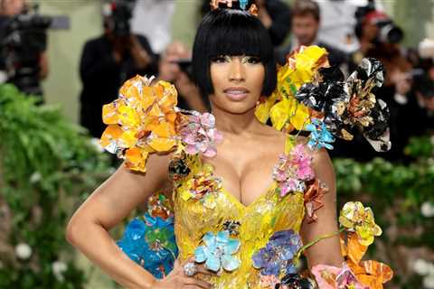 Nicki Minaj Blossoms in Golden Floral Dress at 2024 Met Gala