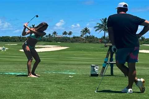 Jena Sims hits the golf course in a bikini during getaway with Brooks Koepka