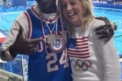 Flavor Flav hugs Jill Biden at US water polo match in wild Olympics crossover