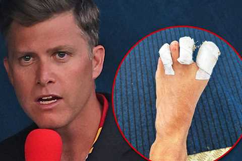 NBC's Colin Jost Shows Off Wrapped Toes After Injury During Olympic Coverage