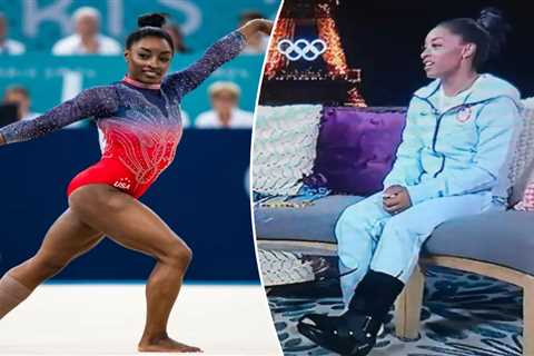 Simone Biles shows up in walking boot for NBC interview after Olympic injury