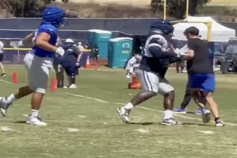 Cowboys’ Albert Huggins shoves Rams staffer in chaotic practice moment