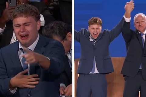 Tim Walz's Proud Son Cries During Dad's Speech at DNC