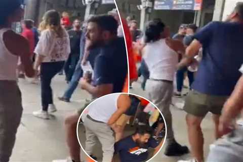 Broncos fan punched in face on concourse manages to save beer in wild preseason scene