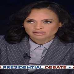 Linsey Davis Wears Alex Perry Gray Pinstriped Suit to Moderate the Presidential Debate 2024