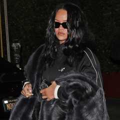 Rihanna Stepped Out to Dinner in LA in a Black Awake New York Track Suit, with a Black Bottega..