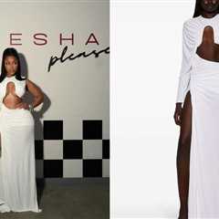 Yung Miami Wore a White Pre-Fall 2024 Christopher Esber ‘Chicane’ Dress  with Alaia Shoes on her..