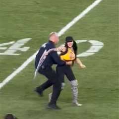 Woman runs onto field waving pro-Trump sign during Jets-Steelers game