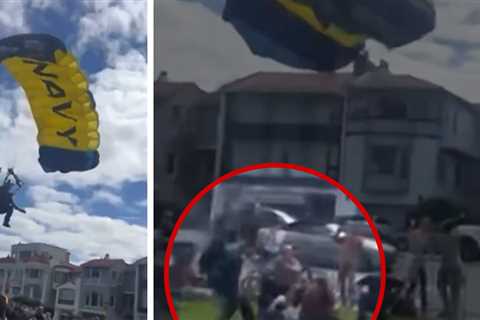 Navy Parachutist Crash-Lands on Woman, Teen at Fleet Week Event, on Video