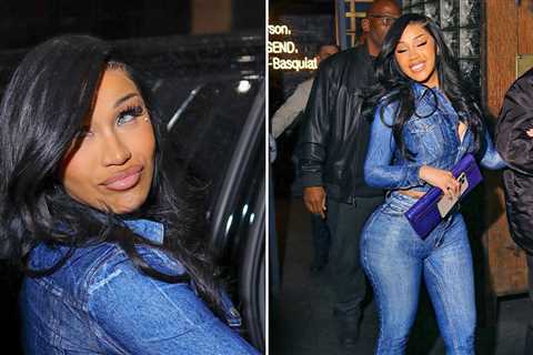 Cardi B Stuns in Skin-Tight Denim Outfit While Partying in NYC