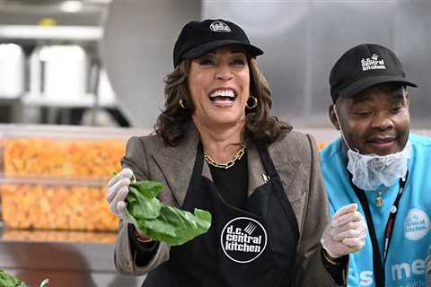 Kamala Harris Serves Food at Community Kitchen with Husband Doug Emhoff