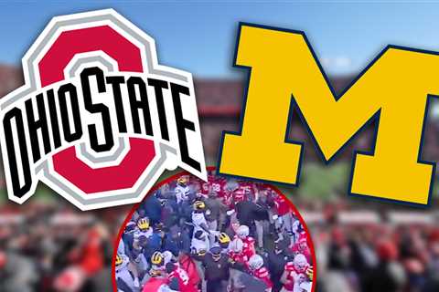 Ohio State & Michigan Football Teams Fight After Game Following Flag Planting