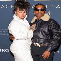 Rihanna and ASAP Rocky Attend the Footwear News Awards in a Custom White Alaia Gown + a Black..