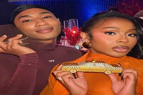 Jayda Cheaves Wears Laquan Smith Orange Spring 2023 Gown and Brandon Blackwood Bomb Accessories to..
