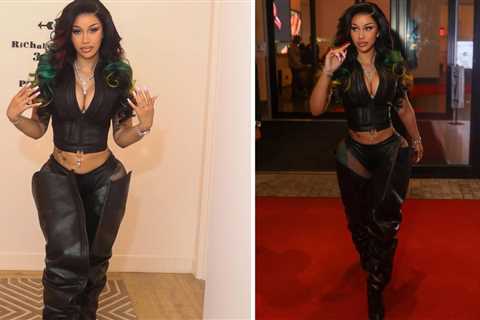 You Ask, We Answer! Cardi B Attended the Vybez Kartel Concert in a Black Leather Jagne Set with..