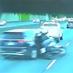 Minivan Swerves Into Motorcyclist, Mowing Down Rider in Road Rage, on Video