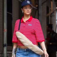 You Ask? We Answer! Rihanna Stepped Out in New York in a Red and White Martine Rose Polo, Blue..