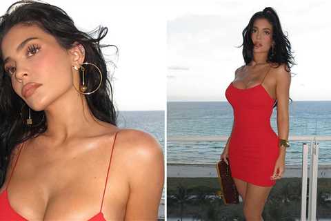 Kylie Jenner Brings The Heat To Miami In Busty Red-Hot Dress