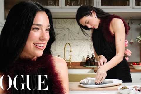 Dua Lipa Makes Roasted Sea Bass Dinner | Now Serving | Vogue