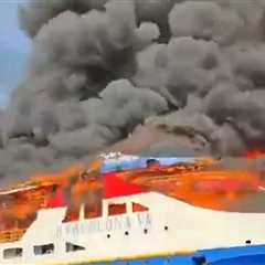Ferry Engulfed in Flames With 280 Onboard, Passengers Leap Into Ocean