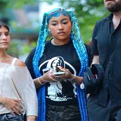 12-Year-Old North West (In Blue Braids) and 13-Year-Old Penelope Disick (in Balenciaga) Spotted in..
