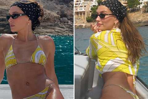 Hailey Bieber Shares Bikini Pics From Mallorca to Plug New Rhode Product