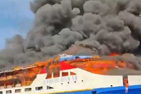 Ferry Engulfed in Flames With 280 Onboard, Passengers Leap Into Ocean