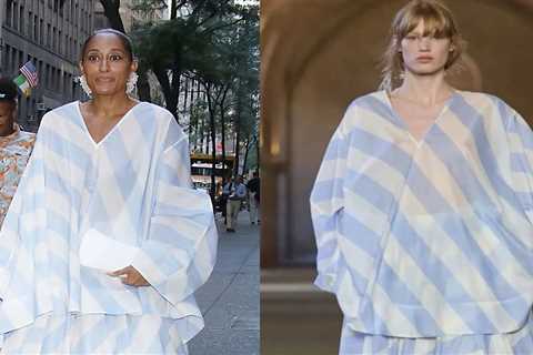 Tracee Ellis Ross Wears Blue and White Striped Jacquemus on the Set of the Today Show