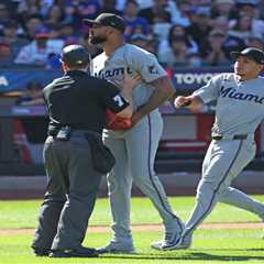 Benches clear in Mets-Marlins game after Mark Vientos gets hit by pitch