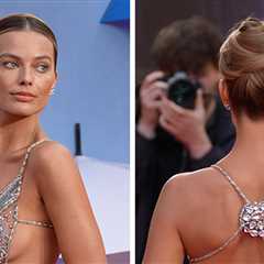 Margot Robbie Flaunts Butt in Shiny Silver Dress With Totally Sheer Back