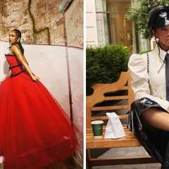 Saweetie Attended London Fashion Week in a Red Richard Quinn Dress + a White Tolu Coker Cropped Top ..