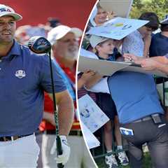 Bryson DeChambeau signs autographs as Ryder Cup mob swarms him at barricade in wild scene
